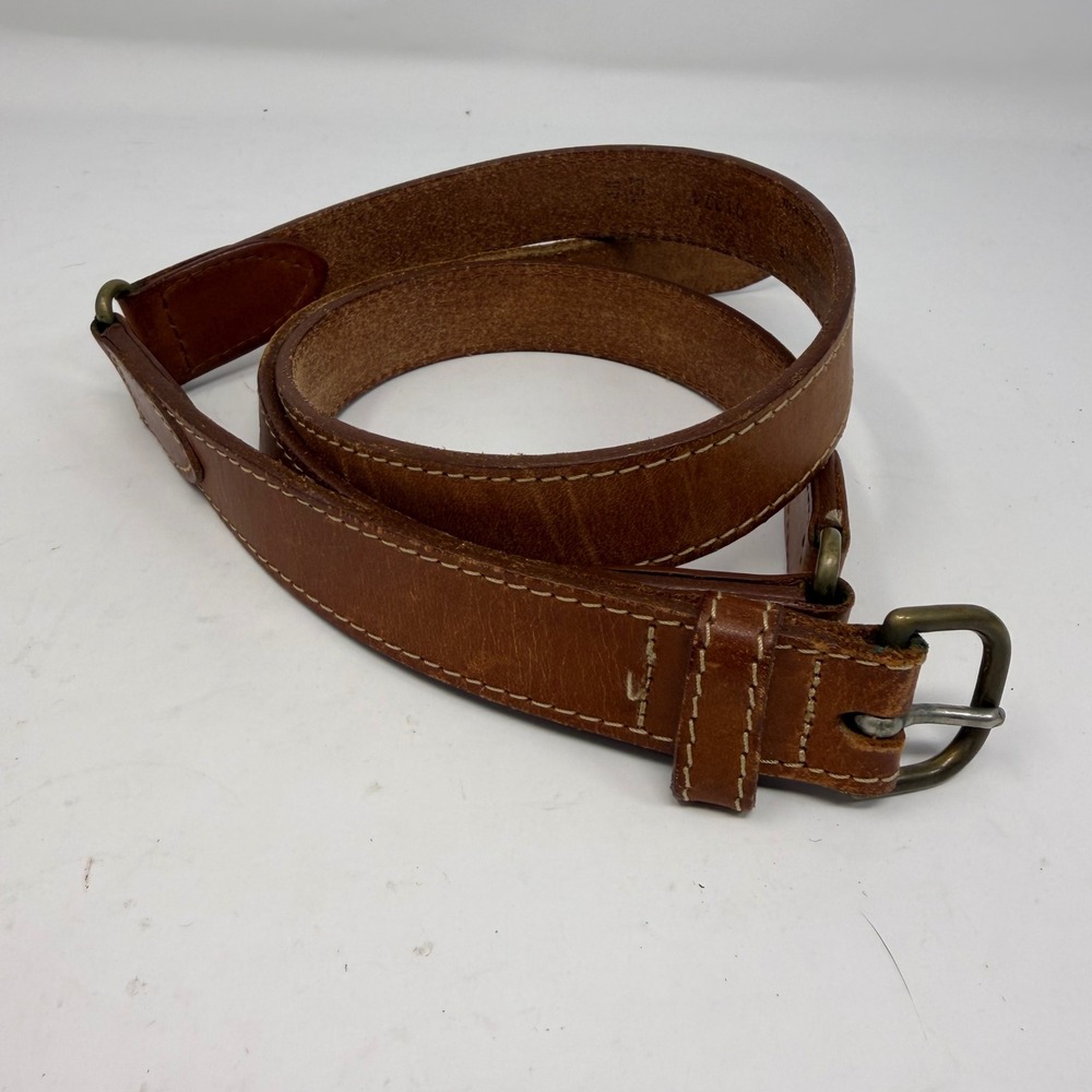 Cole Haan Brown Hand Waxed Bridle Leather Belt Made in England 32 01274 Brass